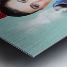 Hairdresser woman shooting a cool haircut in style Metal print