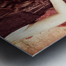 Vintage girl holding smoking German Lugar pistol Metal print