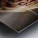 Facing dark horror. Dying zombie screaming in fear Metal print