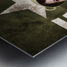 Cute military pin-up woman on army star background Metal print