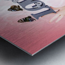 Affectionate blonde woman with love butterflies Metal print