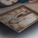 Vintage resort phone operator taking hotel booking Metal print