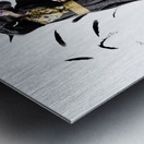 Entertainer dancing among falling feathers Metal print