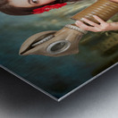 American danger girl. Pinup beauty on toxic beach Metal print