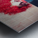 Scary clown peeking behind x-ray. Funny bones Metal print