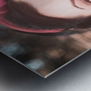 50s pin up girl drinking soda at roadside drive-in Metal print