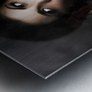 Vintage army pinup girl holding gas mask Metal print