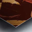 Abstract feathers falling on brown background Metal print