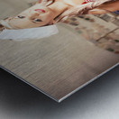 Retro Blond Beach Pinup Model With Elegant Look Metal print