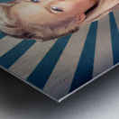 Retro Poster Girl On Vintage Rays Background Metal print