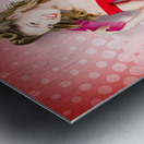 Beauty pinup model straightening rolled 50s hair Metal print