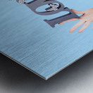 Fun blonde woman with love word sign Metal print