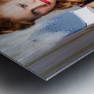 Funny 50s Pinup Girl Holding Steaming Hot Iron Metal print