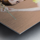 Woman holding message of love Metal print