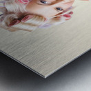 Young beautiful woman. Immaculate blond hairstyle Metal print