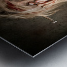 Shock horror. Surprised businesswoman zombie Metal print