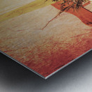 Decorated flower bunch on old wooden chair Metal print