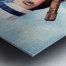 Smiling young pinup sailor girl. Sea search and rescue Metal print