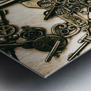 Vintage keys on wooden table Metal print