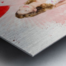 50s blond pin-up girl painting red love heart  Metal print