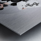 Young business person holding money at bank teller Metal print