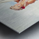 Sexy Sixties Pinup Surfer Girl At Vintage Beach Metal print