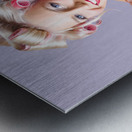 Woman with rollers in hair Metal print