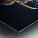 1950s private eye investigator with smoke on car Metal print