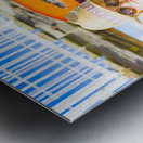 Sunset Busker Holding Guitar In Tropical Paradise Metal print