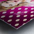 Funny pin-up woman pressing clothes. Dry cleaning Metal print