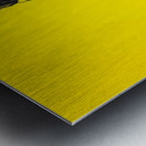 Creepy homicide girl standing undead on yellow Metal print