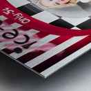 Beautiful blonde woman serving ice cream Metal print