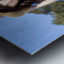 Portrait Of A Smiling Woman Resting On A Pier Bench Metal print