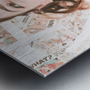 Pinup woman with cartoon character love Metal print