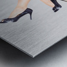 Lovely asian pinup girl posing on vintage tv set Metal print