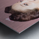 Old-fashion pop art girl drinking from soda bottle Metal print