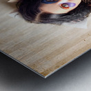 Beautiful female jester breaking out of wallpaper Metal print