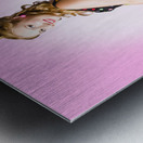 Cute Pin-Up Style Fashion Model In Retro Dress Metal print