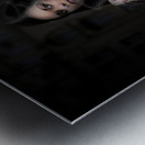 Mysterious Woman Standing In Darkness With Coffee Metal print