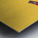 Cute brunette retro woman with hair dryer Metal print