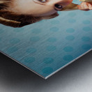 Sixties Woman Holding Vintage Telephone Handset Metal print