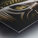 Tribal Masks With Ferns On Wooden Table Metal print