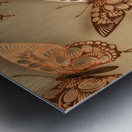 Golden butterflies adorning a soft beige wall Metal print