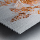 A flurry of peach and gold butterflies Metal print