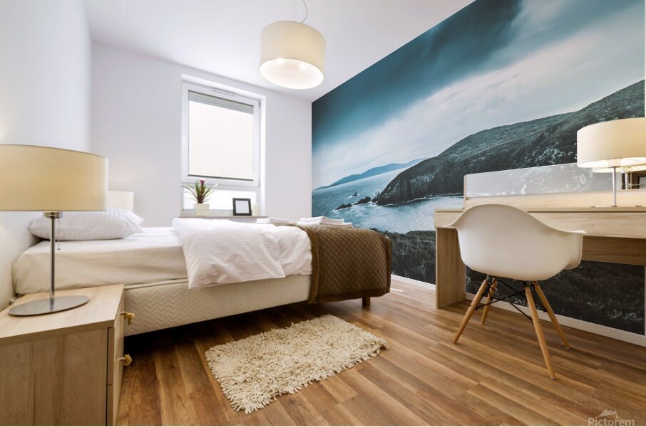 Dark tense and dramatic sea cliffs Mural print