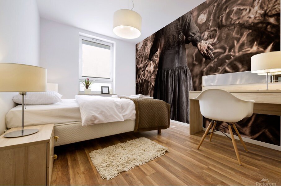 Fairy tale girl walking through secret garden Mural print