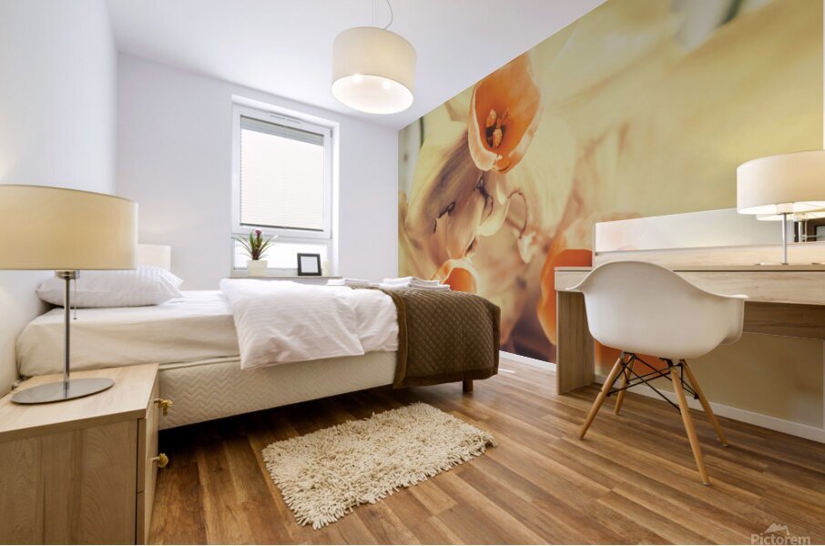 Toned vintage spring daffodils Mural print