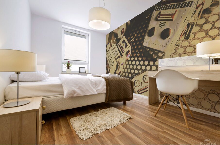 Vintage robot charging zone Mural print