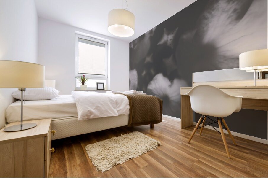 Ornate colourless weathered wild flowers Mural print