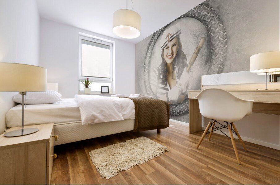 Boating pin-up woman on nautical shipping voyage Mural print